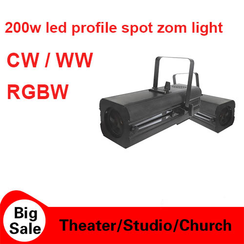 HD 200w white or rgbw zoom ellipsoidal leko spotlight led profile light 