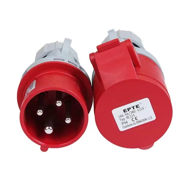 16A 4 core waterproof connector/male/red (380V-3P+E/-6H)